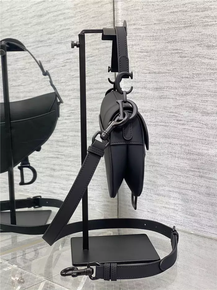 Mini Saddle Bag with Strap Black Ultramatte Calfskin