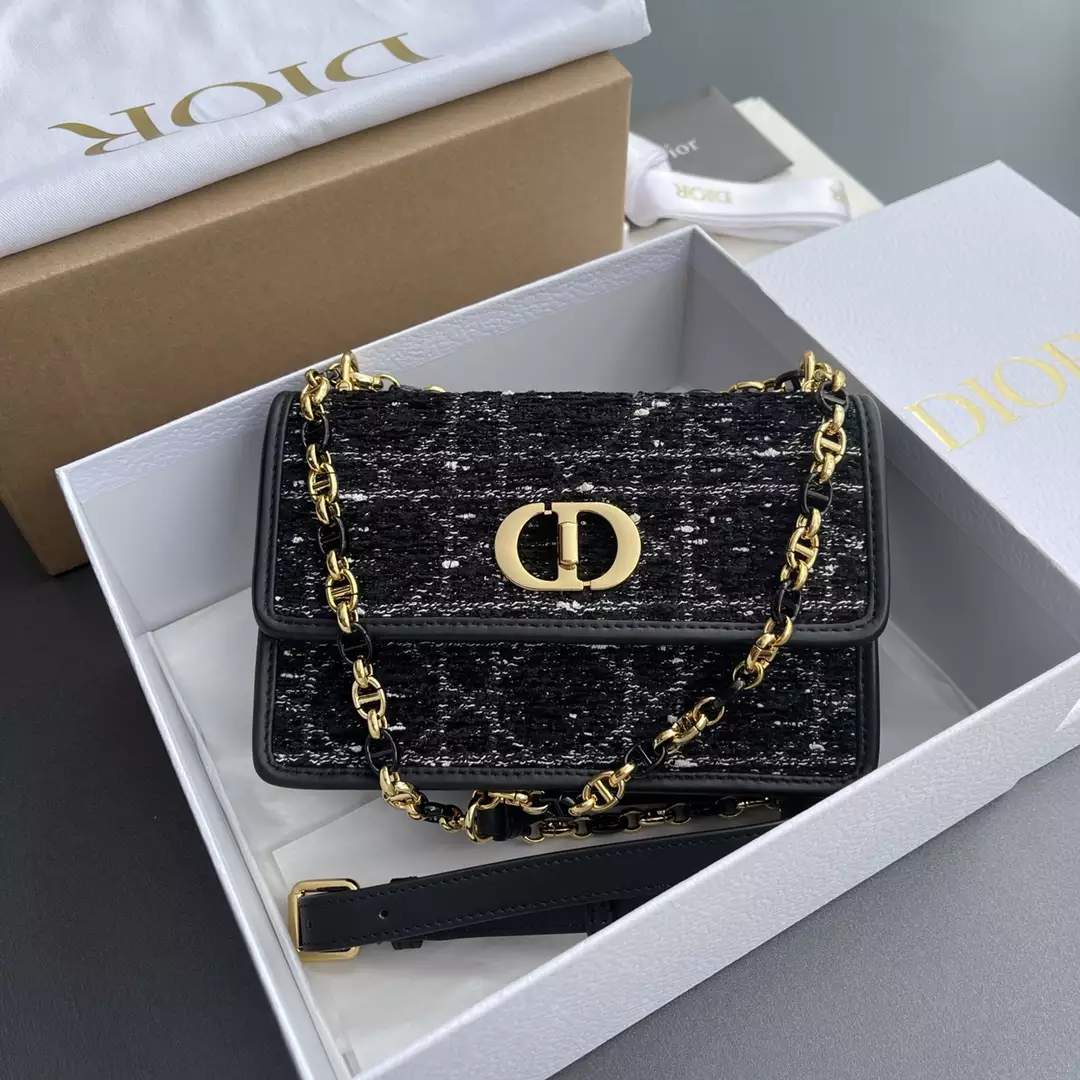 Miss Caro Mini Bag Black Cannage Tweed Embroidery