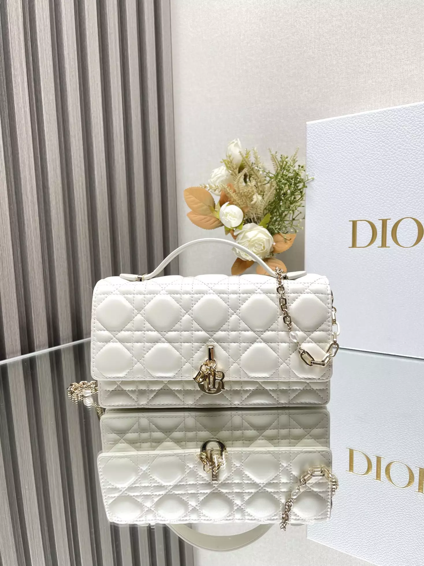 My Dior Mini Bag White Cannage Lambskin