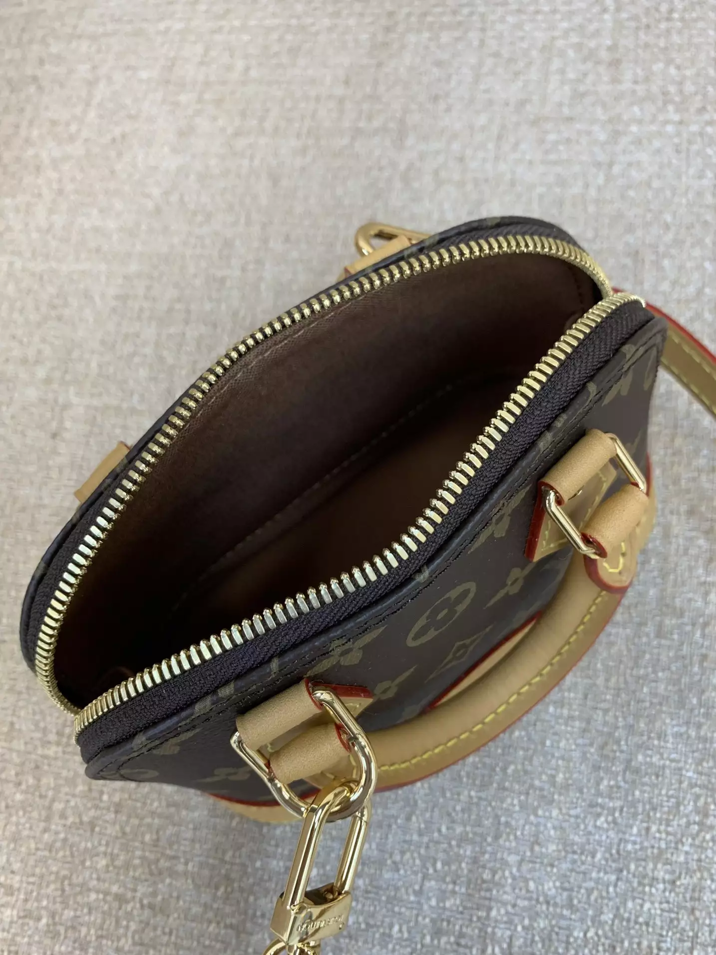 Nano Alma Monogram Canvas Natural Leather Trim