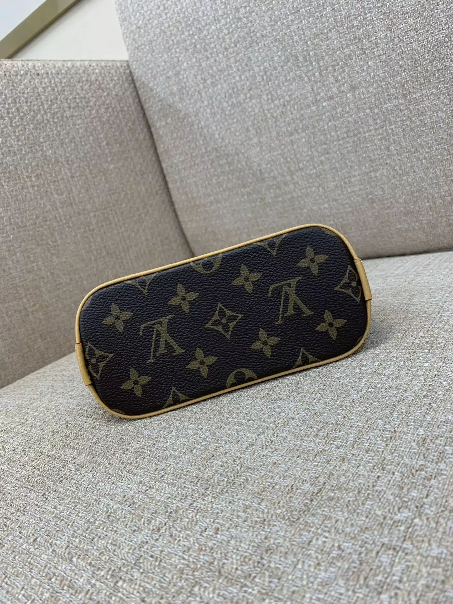 Nano Alma Monogram Canvas Natural Leather Trim