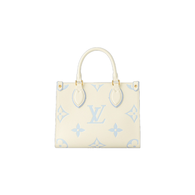 OnTheGo PM Bicolor Monogram Empreinte Latte/Candy Blue Leather