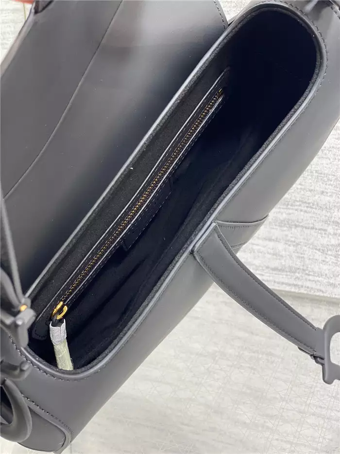 Saddle Bag with Strap Black Ultramatte Calfskin