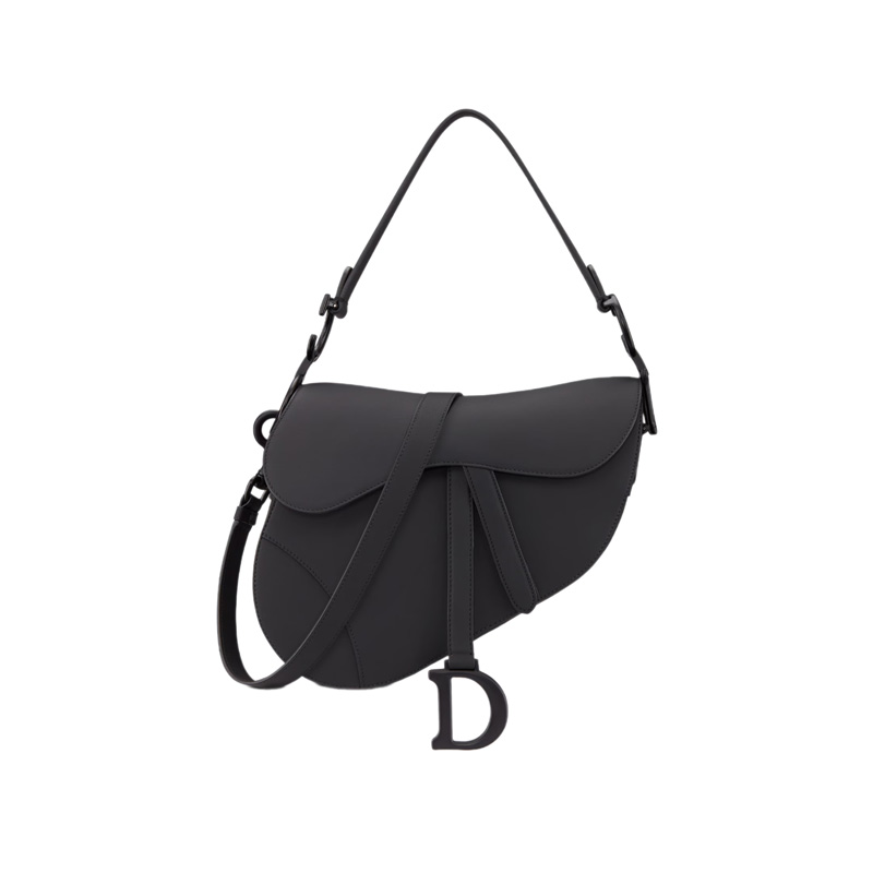 Saddle Bag with Strap Black Ultramatte Calfskin
