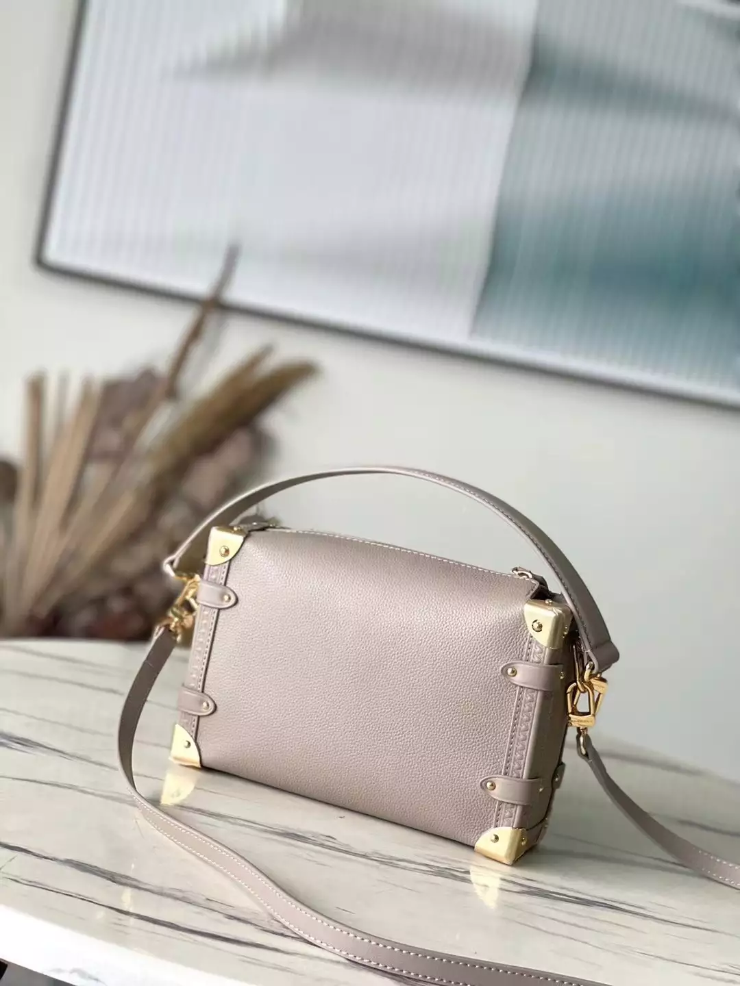 Side Trunk MM Taupe Grained Calf Leather