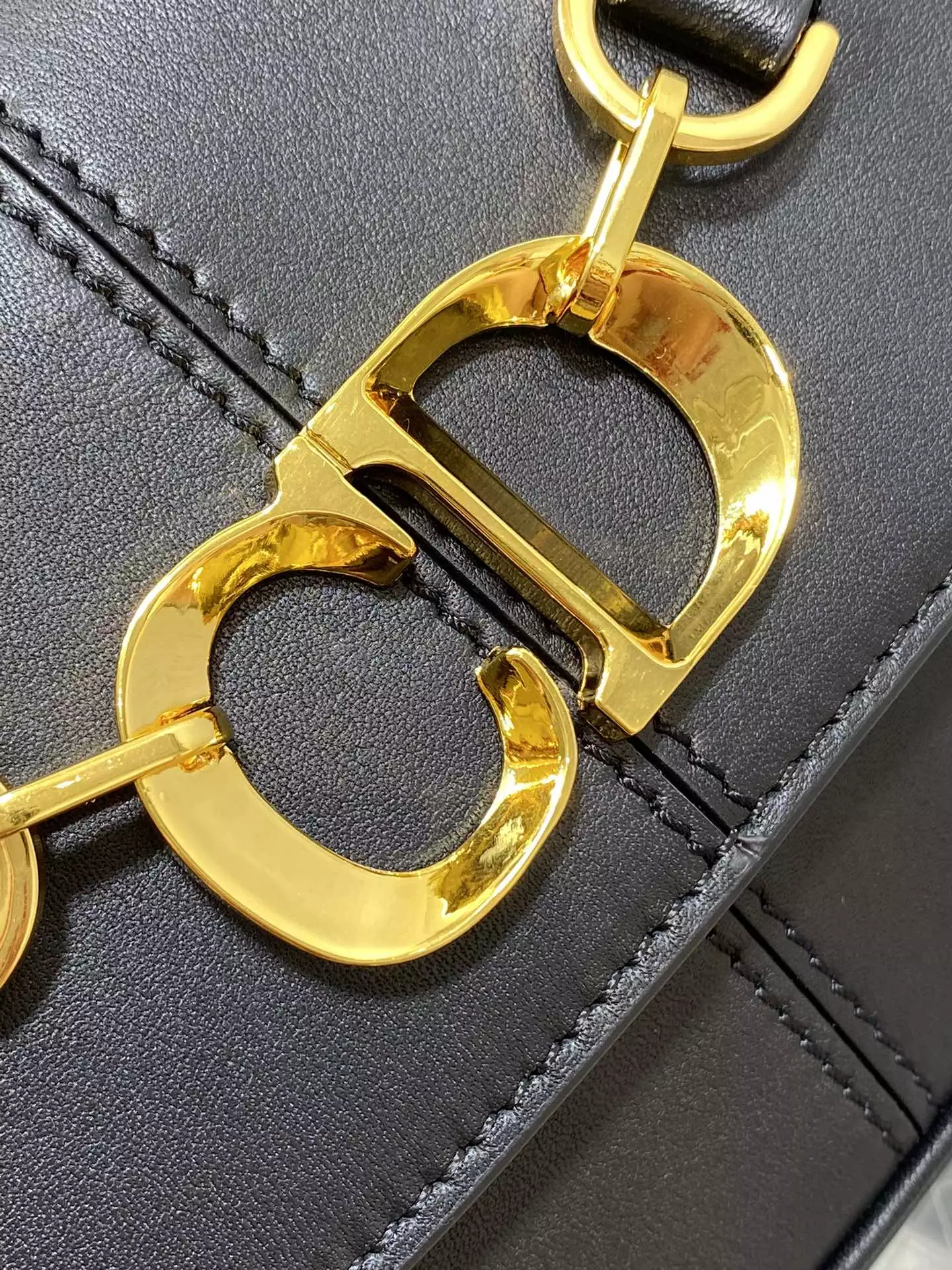 Small CD Besace Bag Black Calfskin