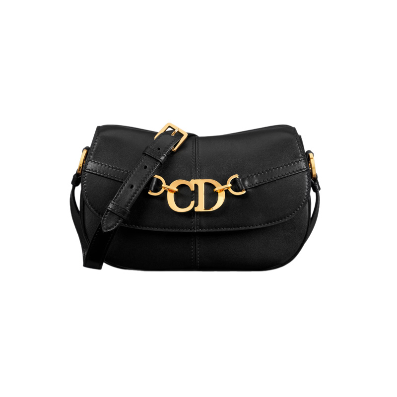 Small CD Besace Bag Black Calfskin