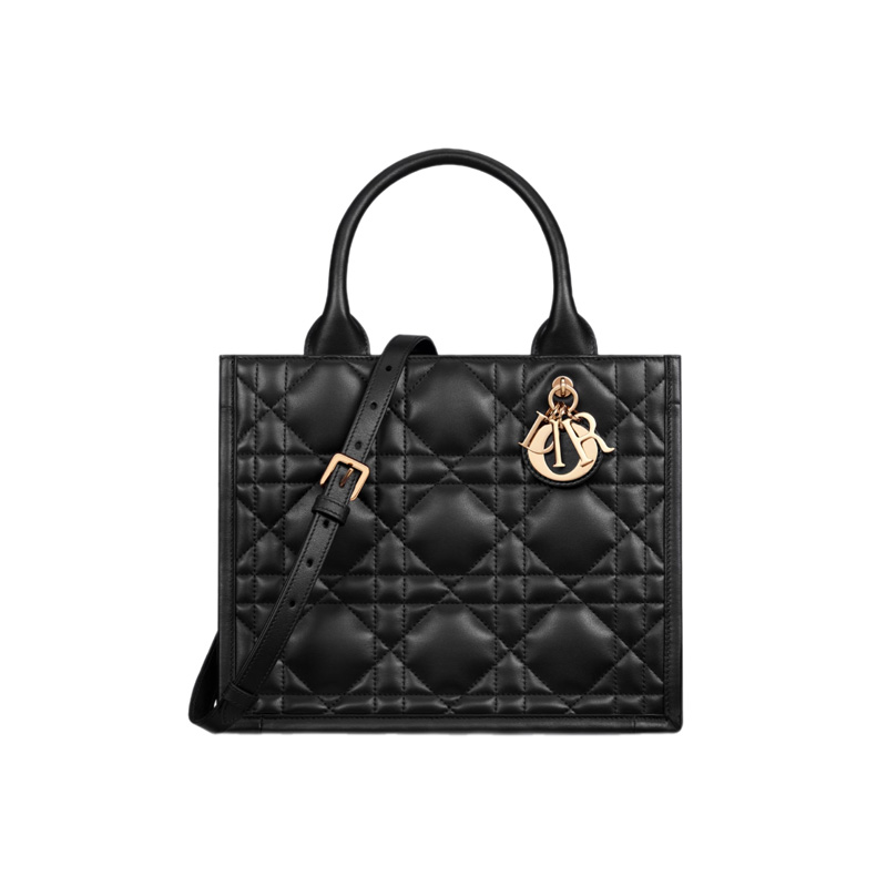 Small Dior Book Tote Black Macrocannage Calfskin
