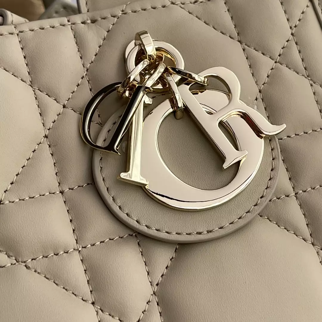 Small Dior Book Tote Powder Beige Macrocannage Calfskin