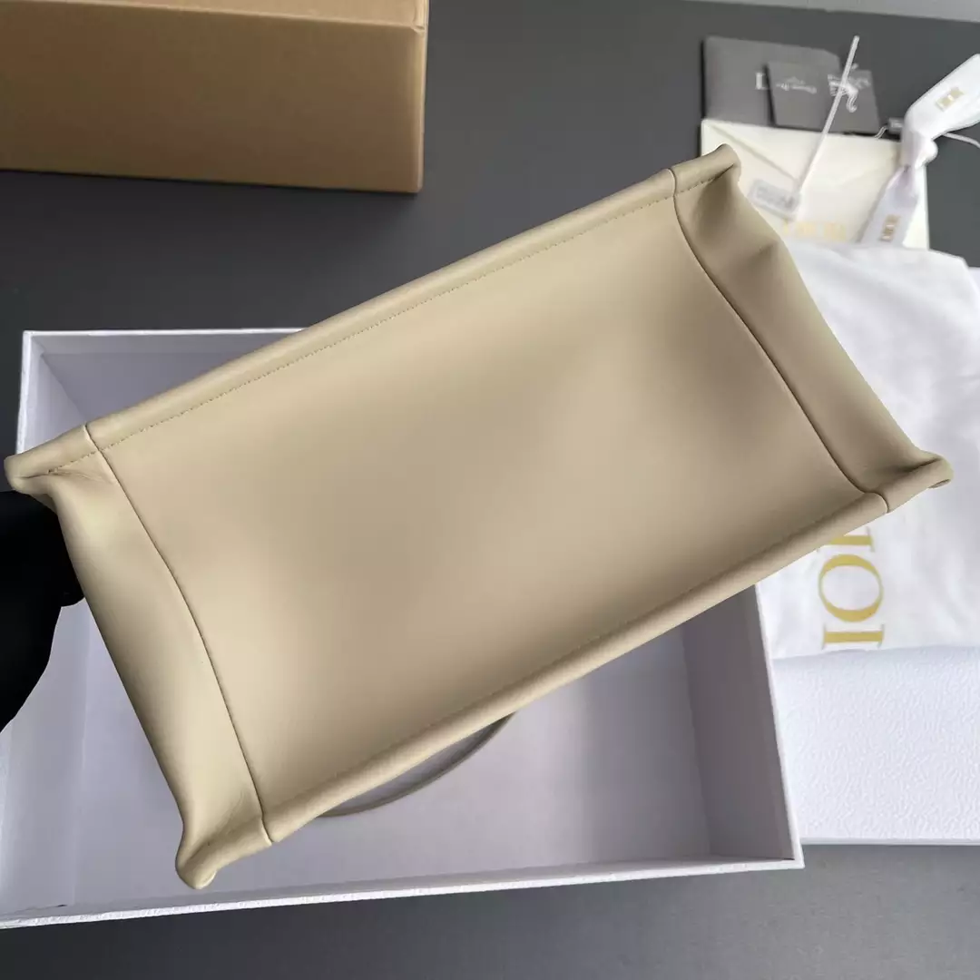 Small Dior Book Tote Powder Beige Macrocannage Calfskin