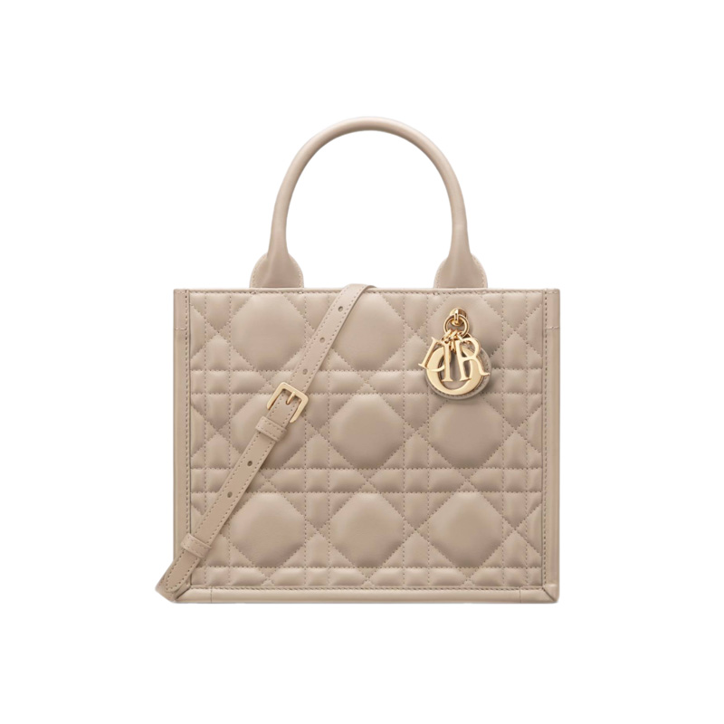 Small Dior Book Tote Powder Beige Macrocannage Calfskin