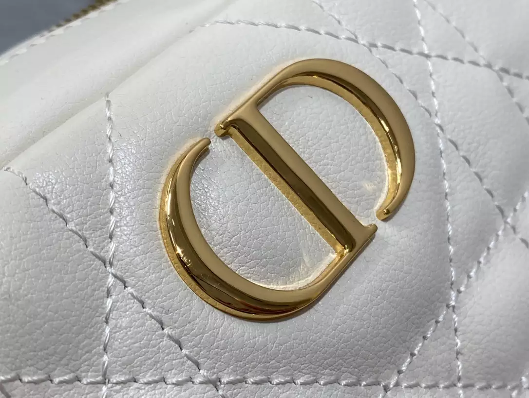Small Dior Caro Top Handle Camera Bag Latte Macrocannage Calfskin