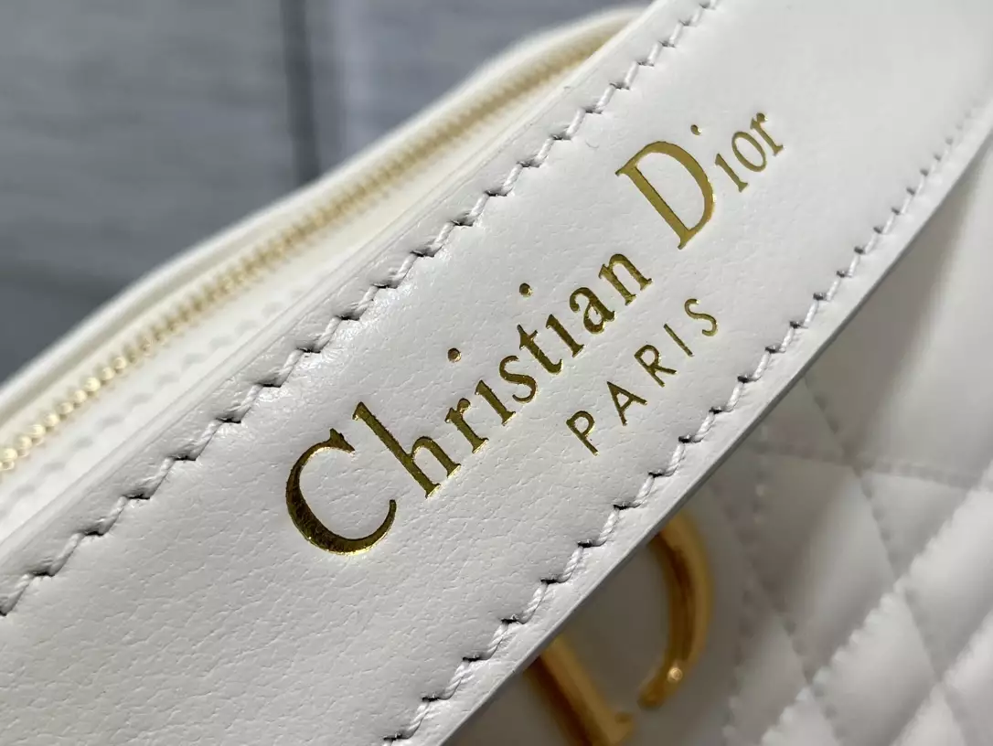 Small Dior Caro Top Handle Camera Bag Latte Macrocannage Calfskin