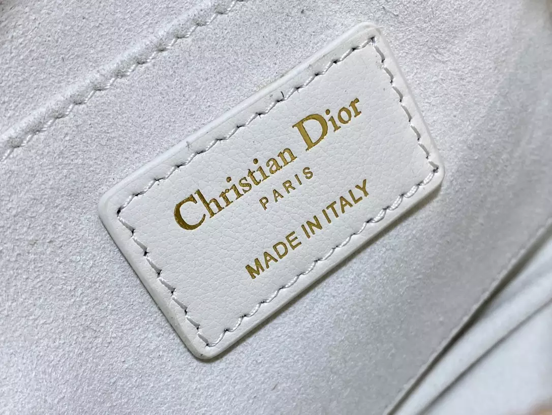 Small Dior Caro Top Handle Camera Bag Latte Macrocannage Calfskin