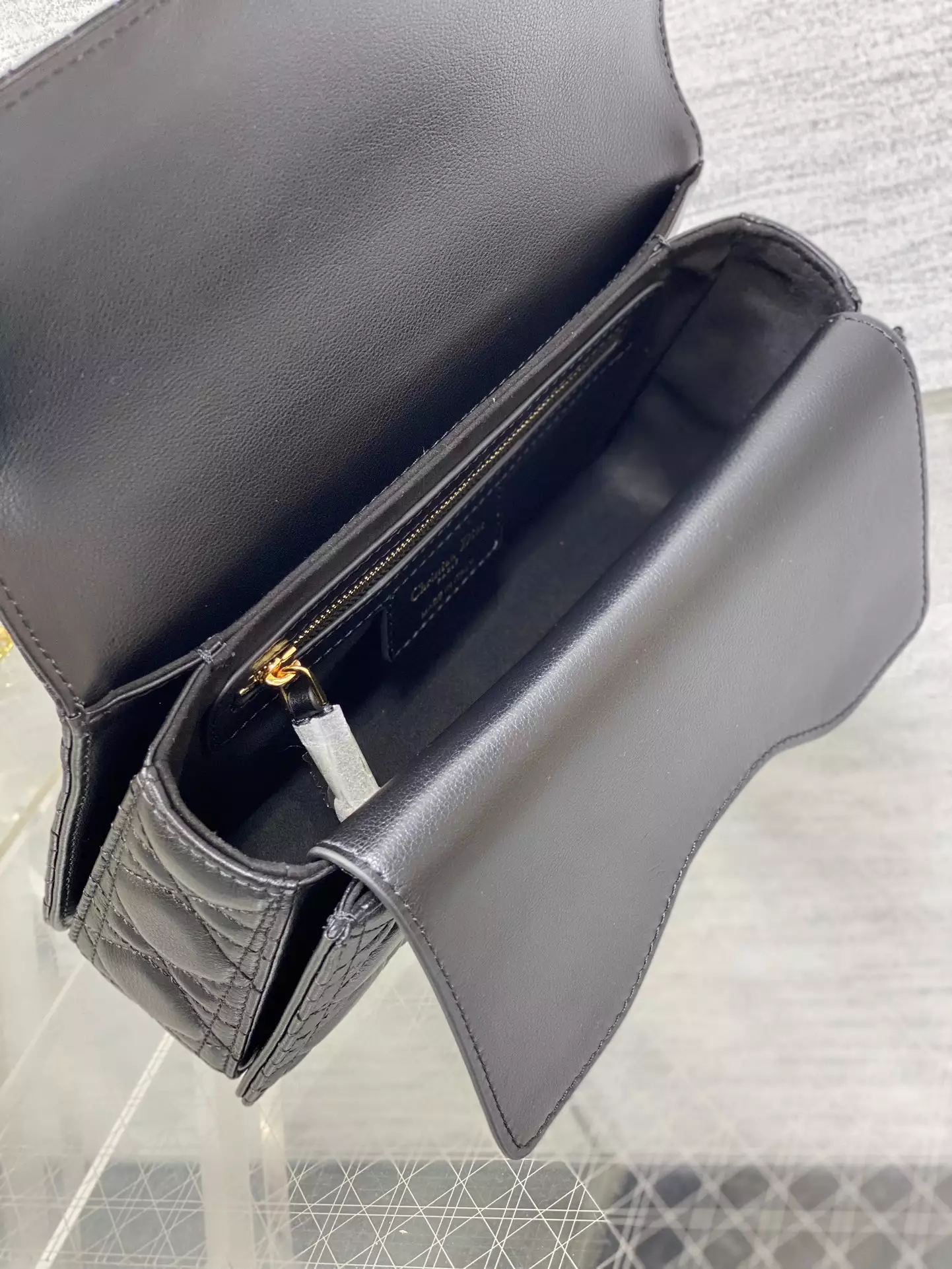 Small Dior Jolie Top Handle Bag Black Cannage Calfskin