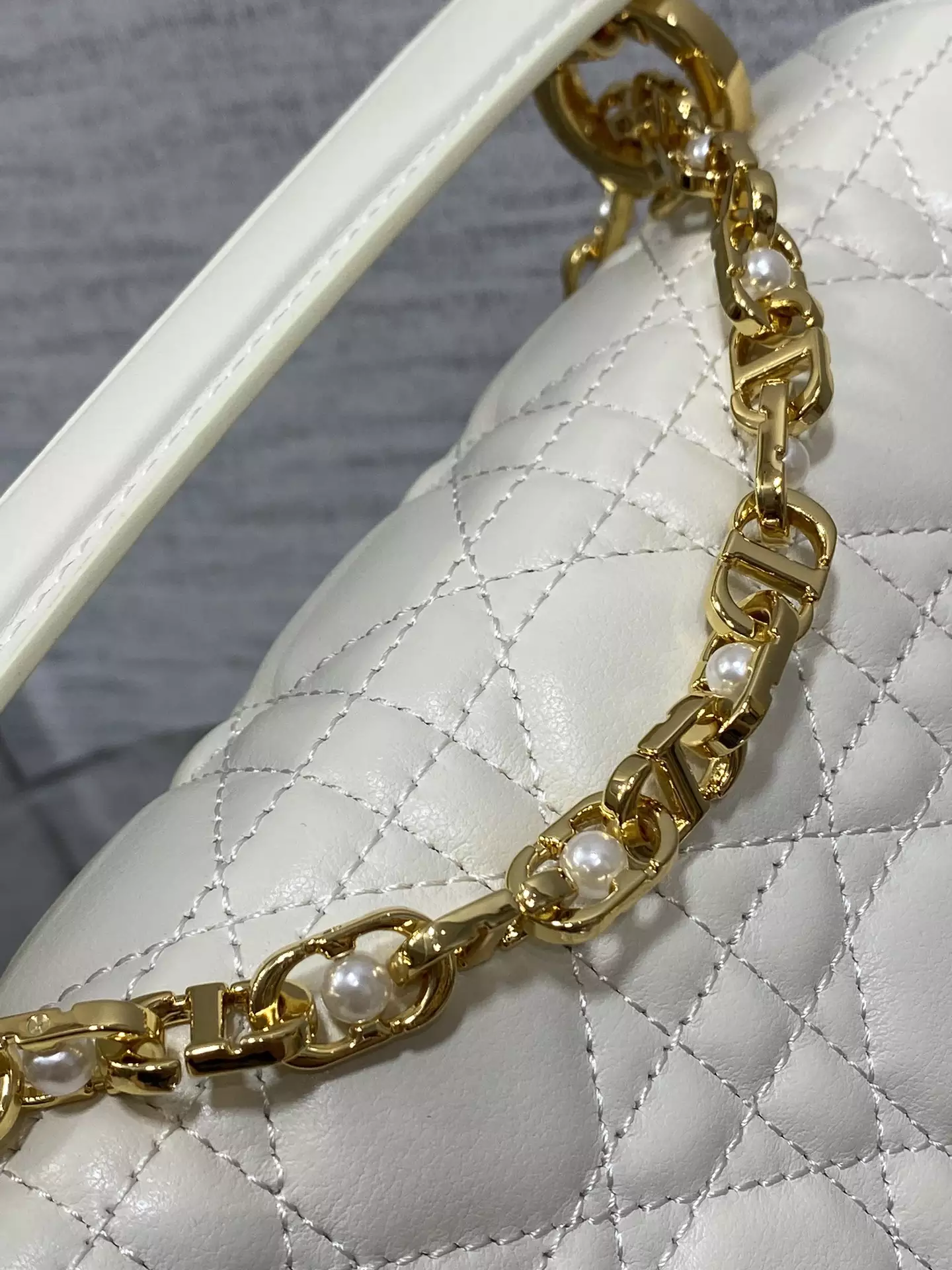 Small Dior Jolie Top Handle Bag Latte Cannage Calfskin