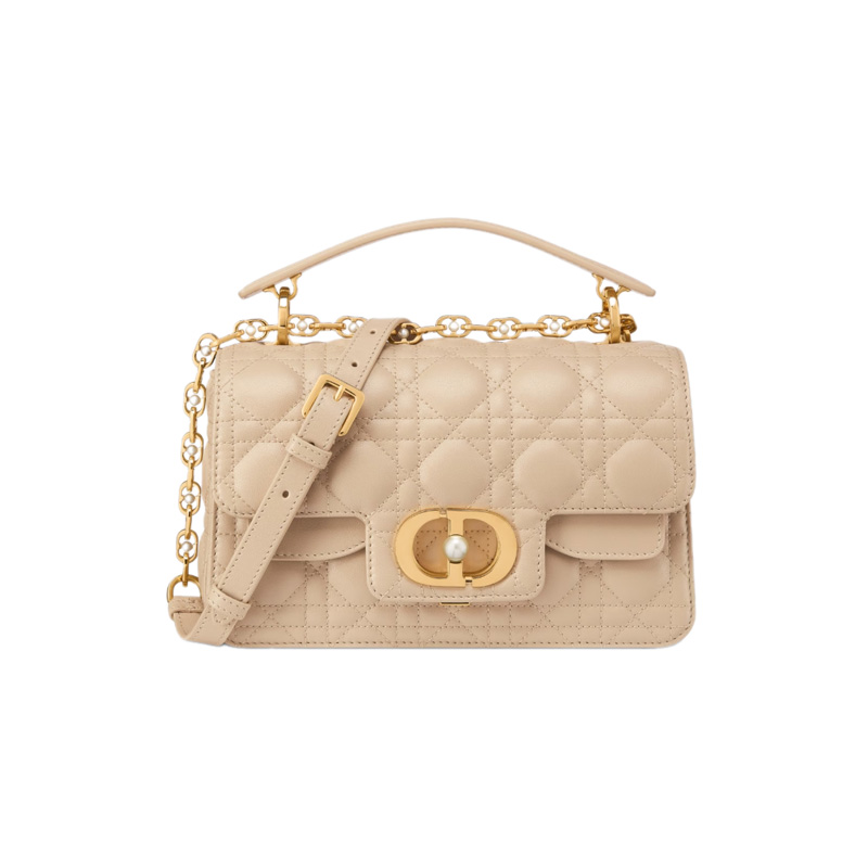 Small Dior Jolie Top Handle Bag Powder Beige Cannage Calfskin