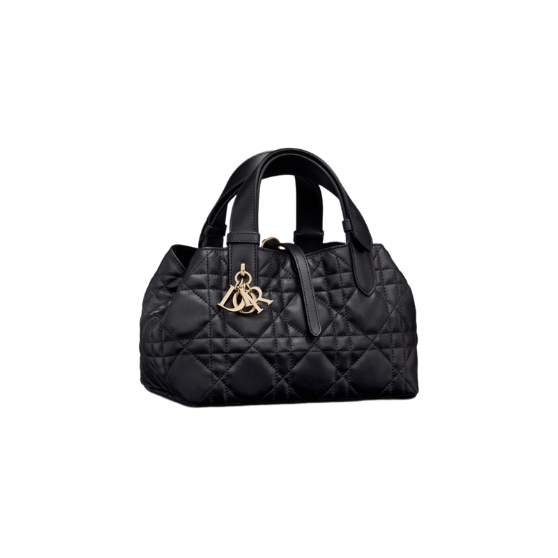 Small Dior Toujours Bag Black Macrocannage Calfskin