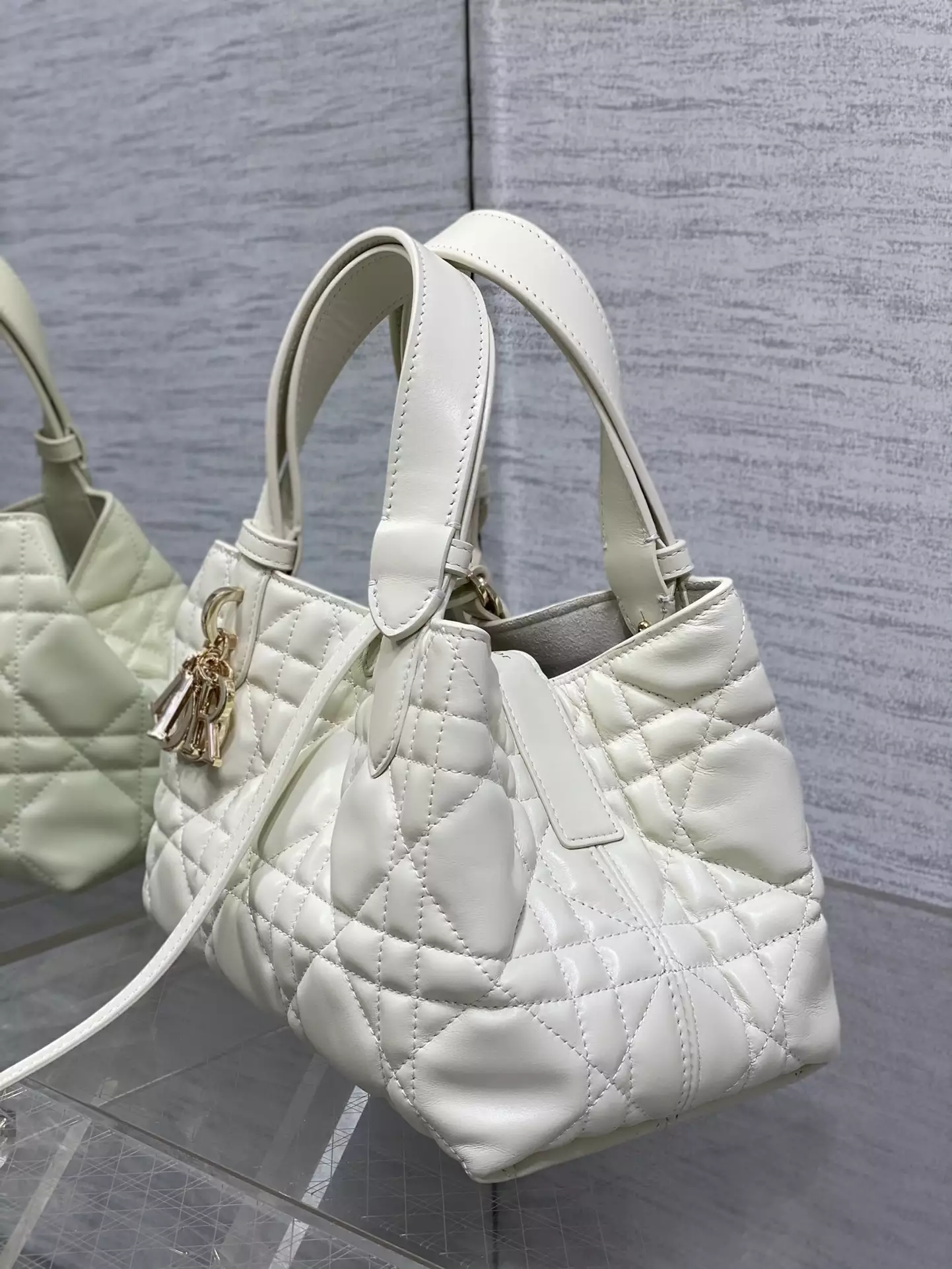 Small Dior Toujours Bag Latte Macrocannage Calfskin