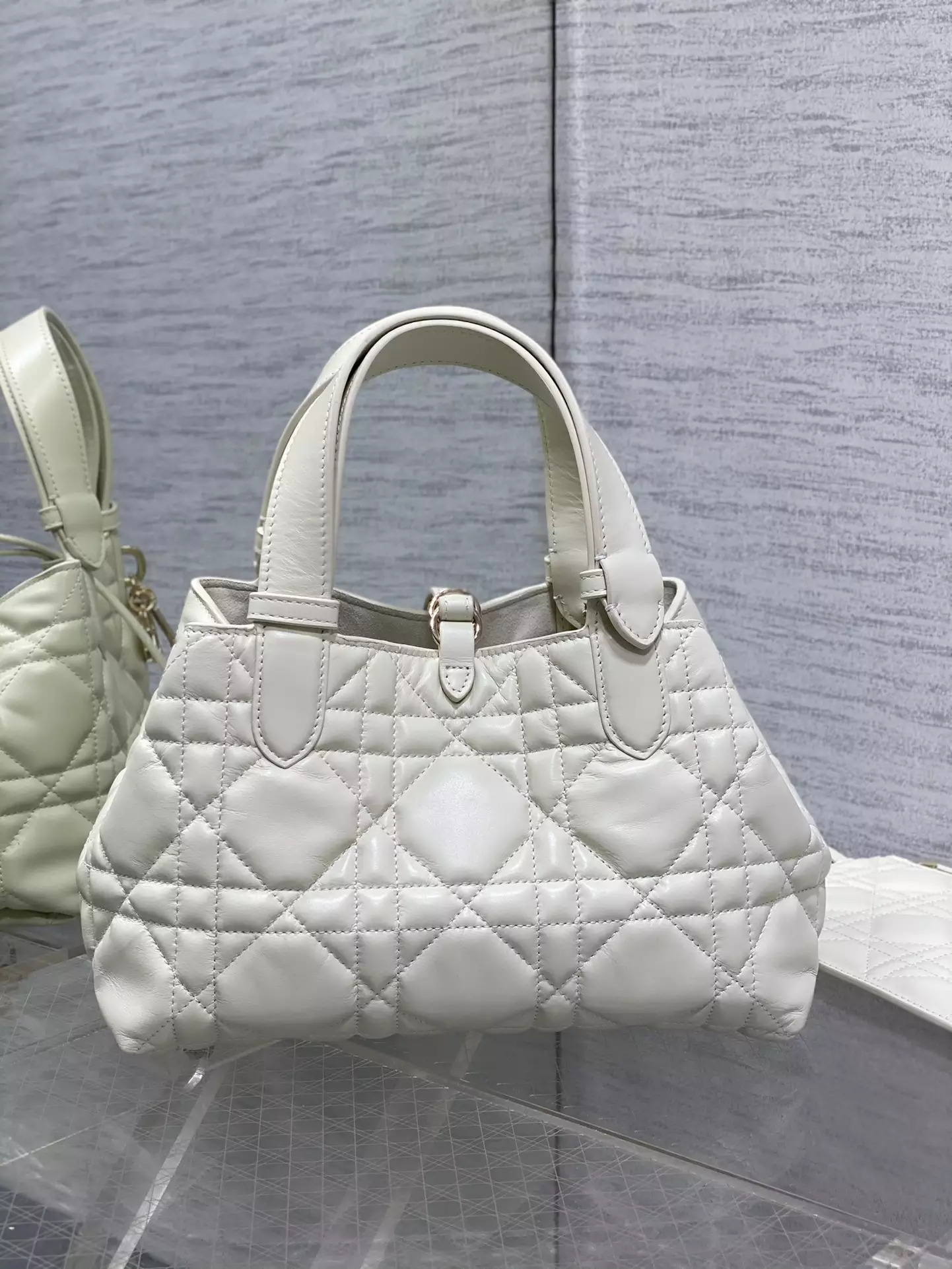 Small Dior Toujours Bag Latte Macrocannage Calfskin