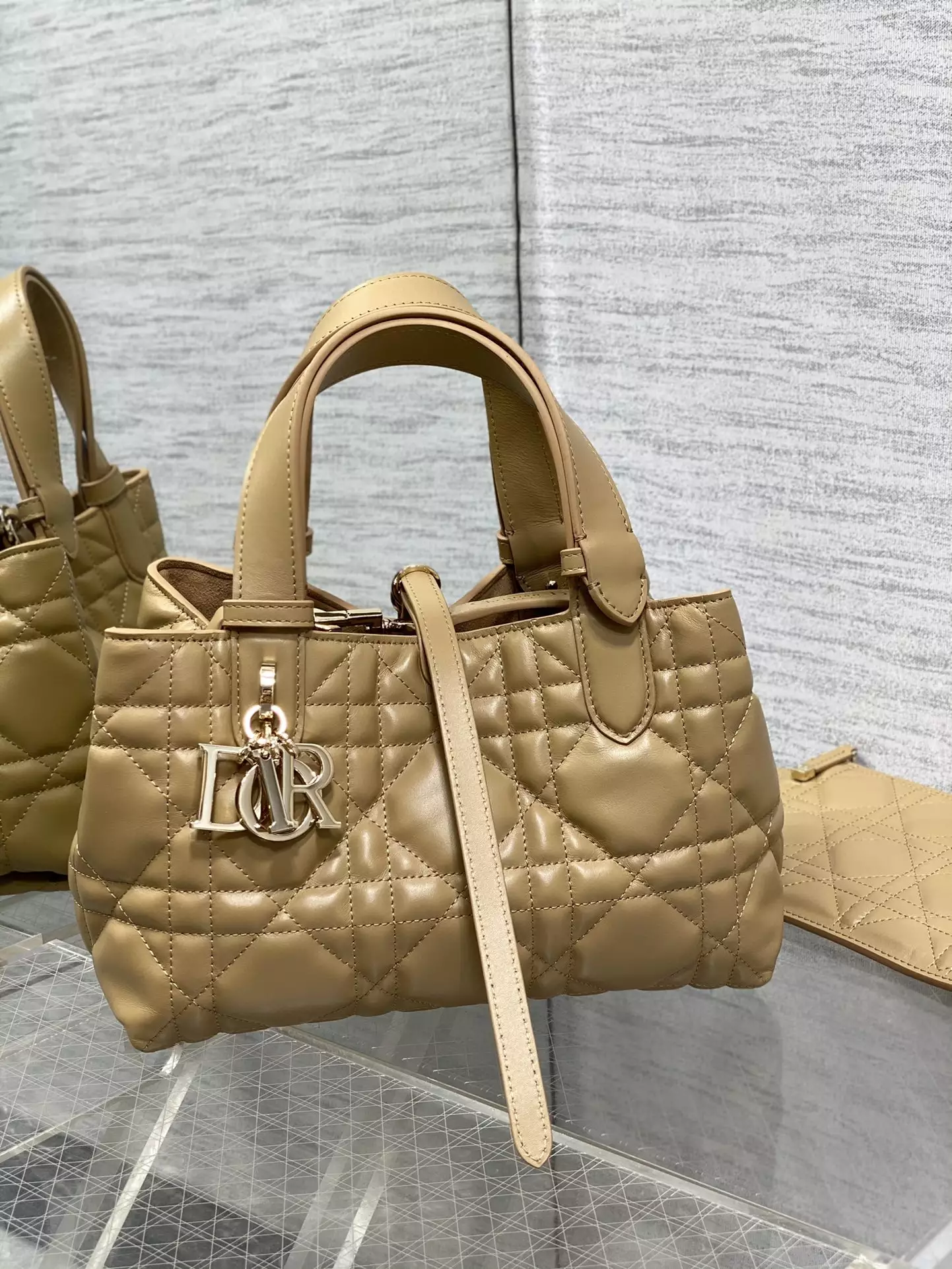 Small Dior Toujours Bag Medium Tan Macrocannage Calfskin