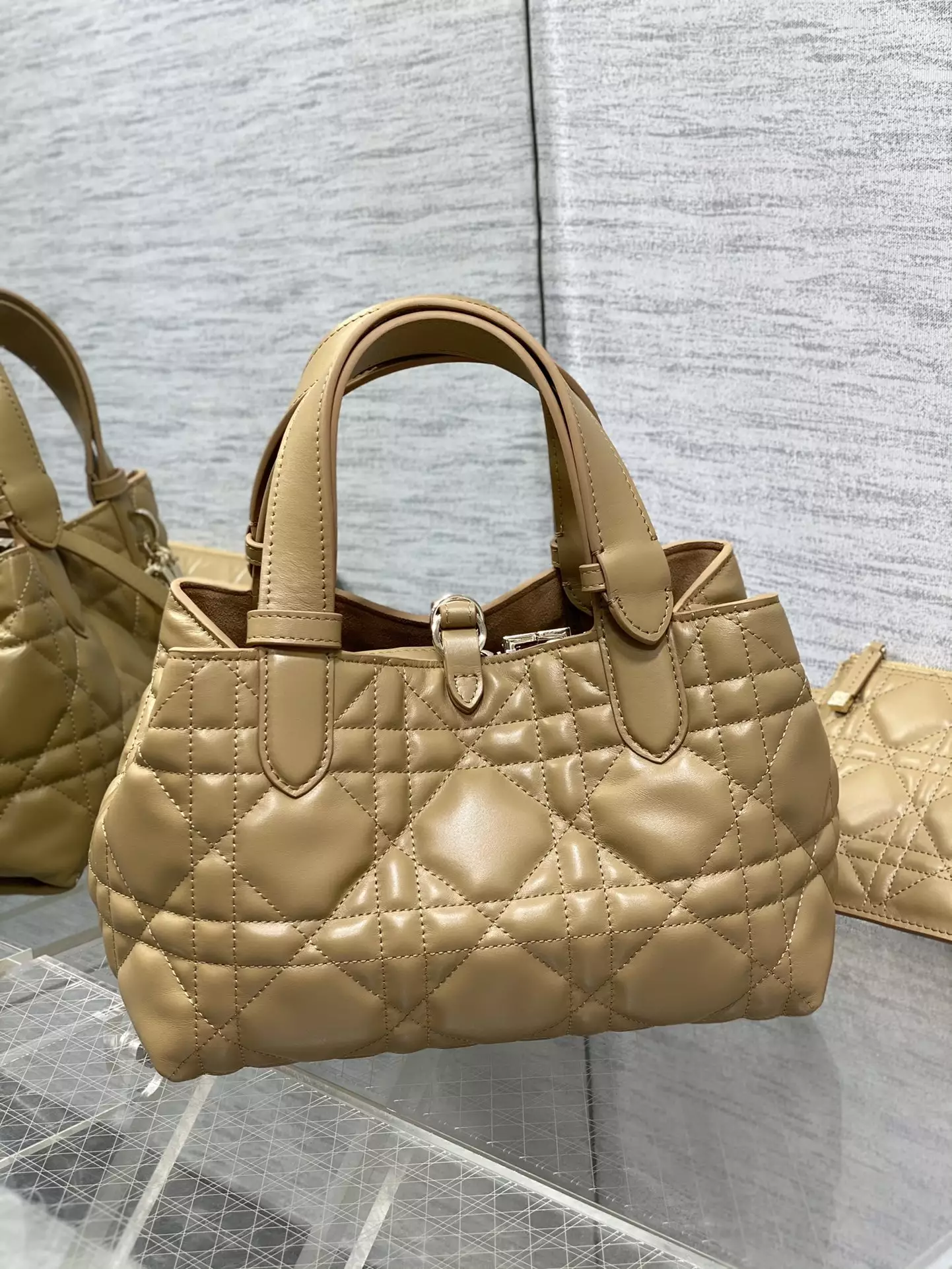 Small Dior Toujours Bag Medium Tan Macrocannage Calfskin