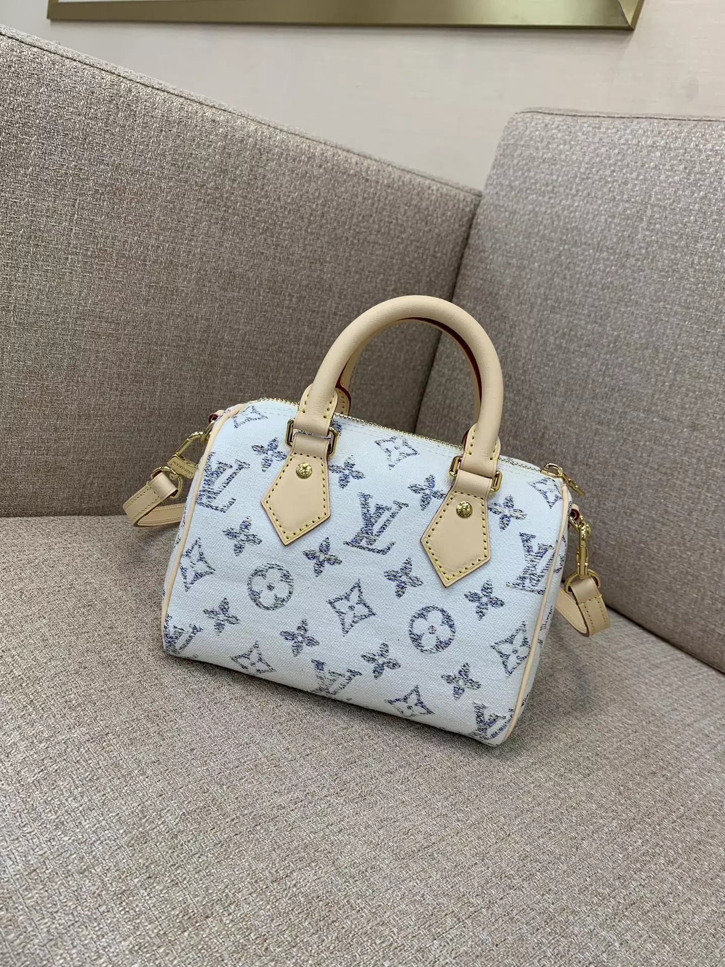 Speedy Bandoulière 20 Multicolor Beige Monogram Jacquard Fabric
