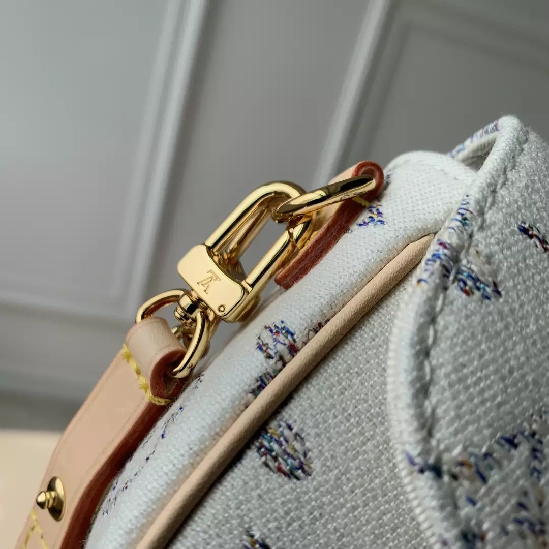 Wallet on Chain Ivy Multicolor Beige Monogram Jacquard Fabric