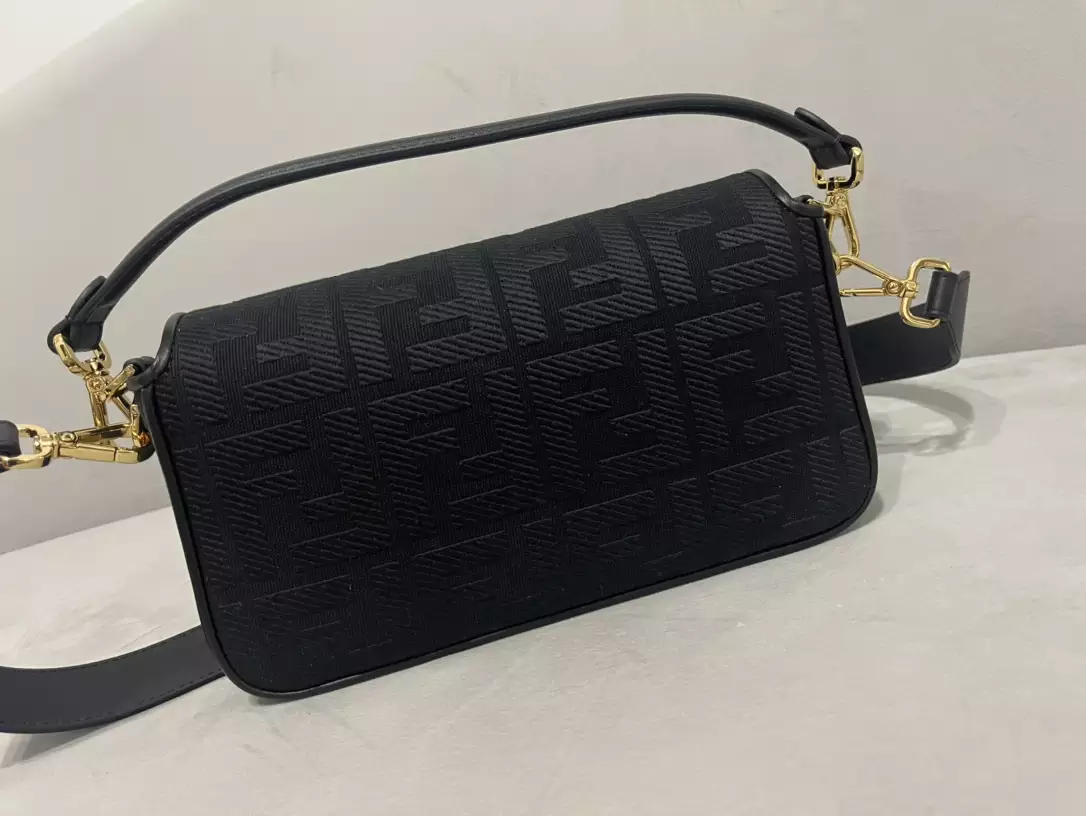 Baguette Black FF Canvas Bag