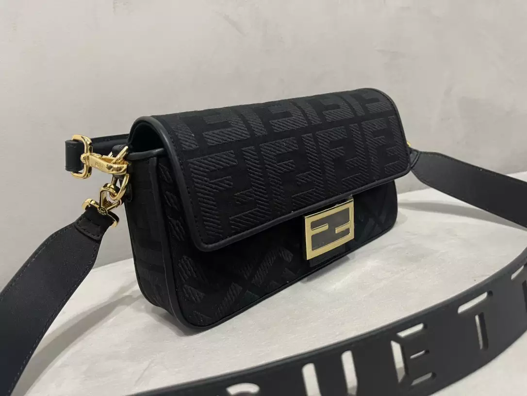 Baguette Black FF Canvas Bag