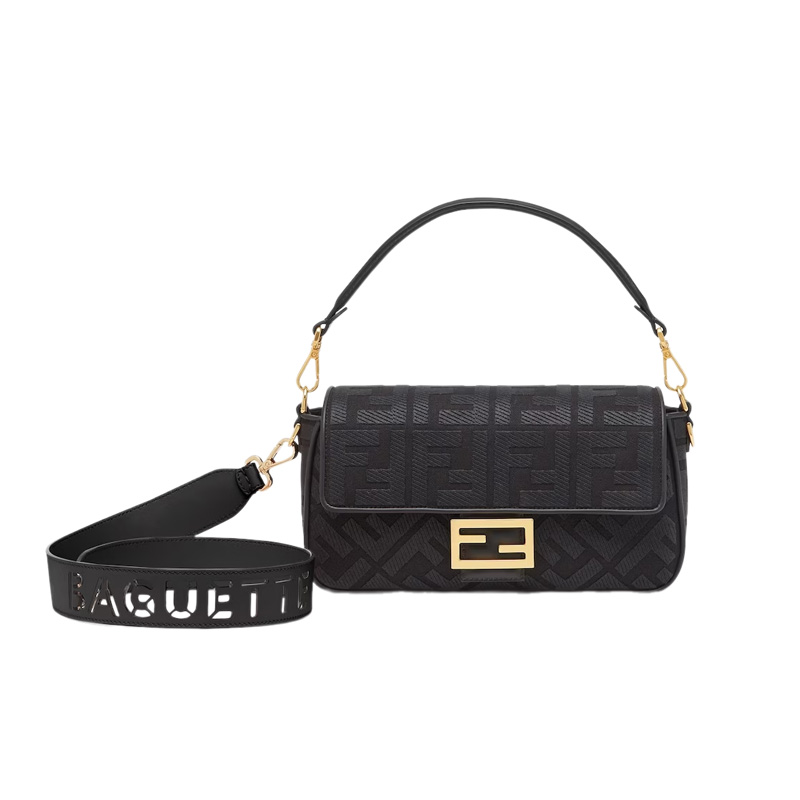 Baguette Black FF Canvas Bag