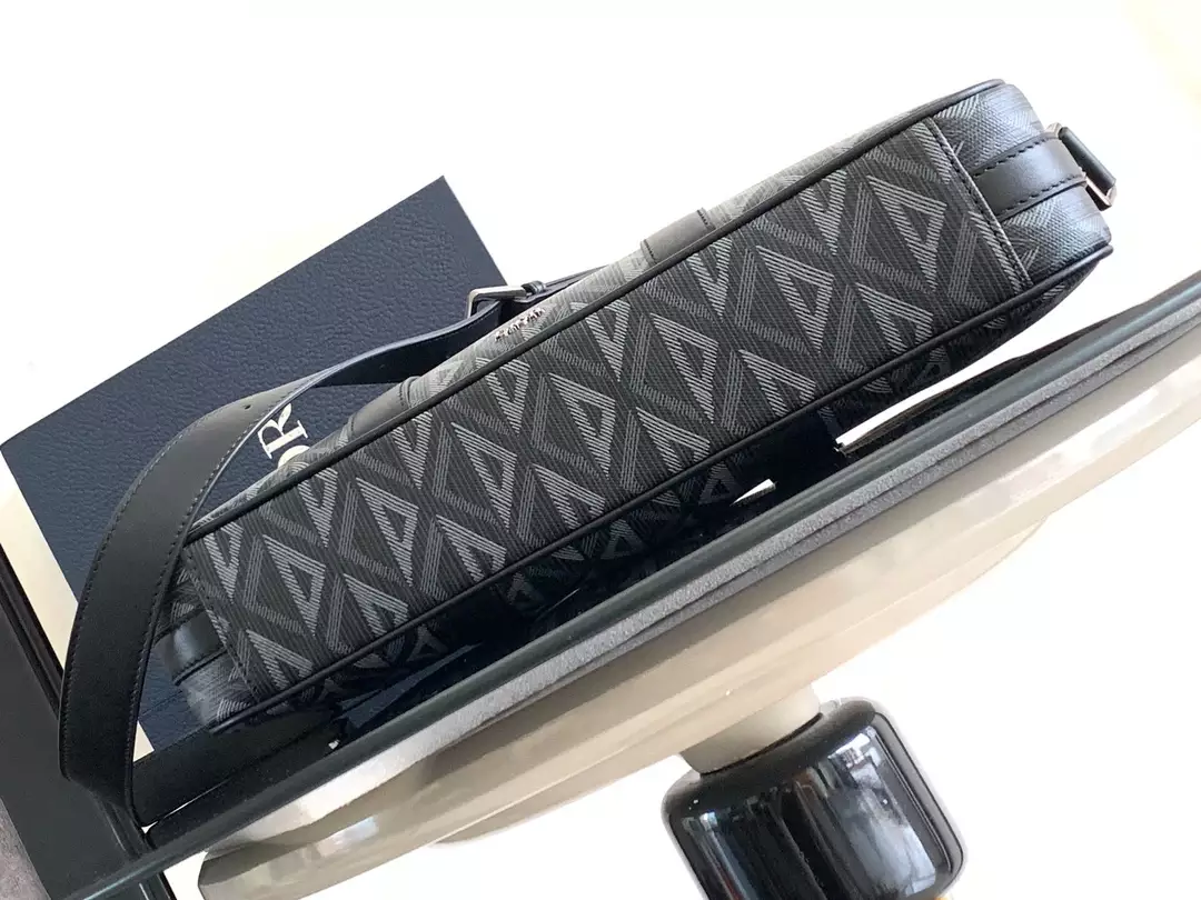 Briefcase Black CD Diamond Canvas and Black Grained Calfskin