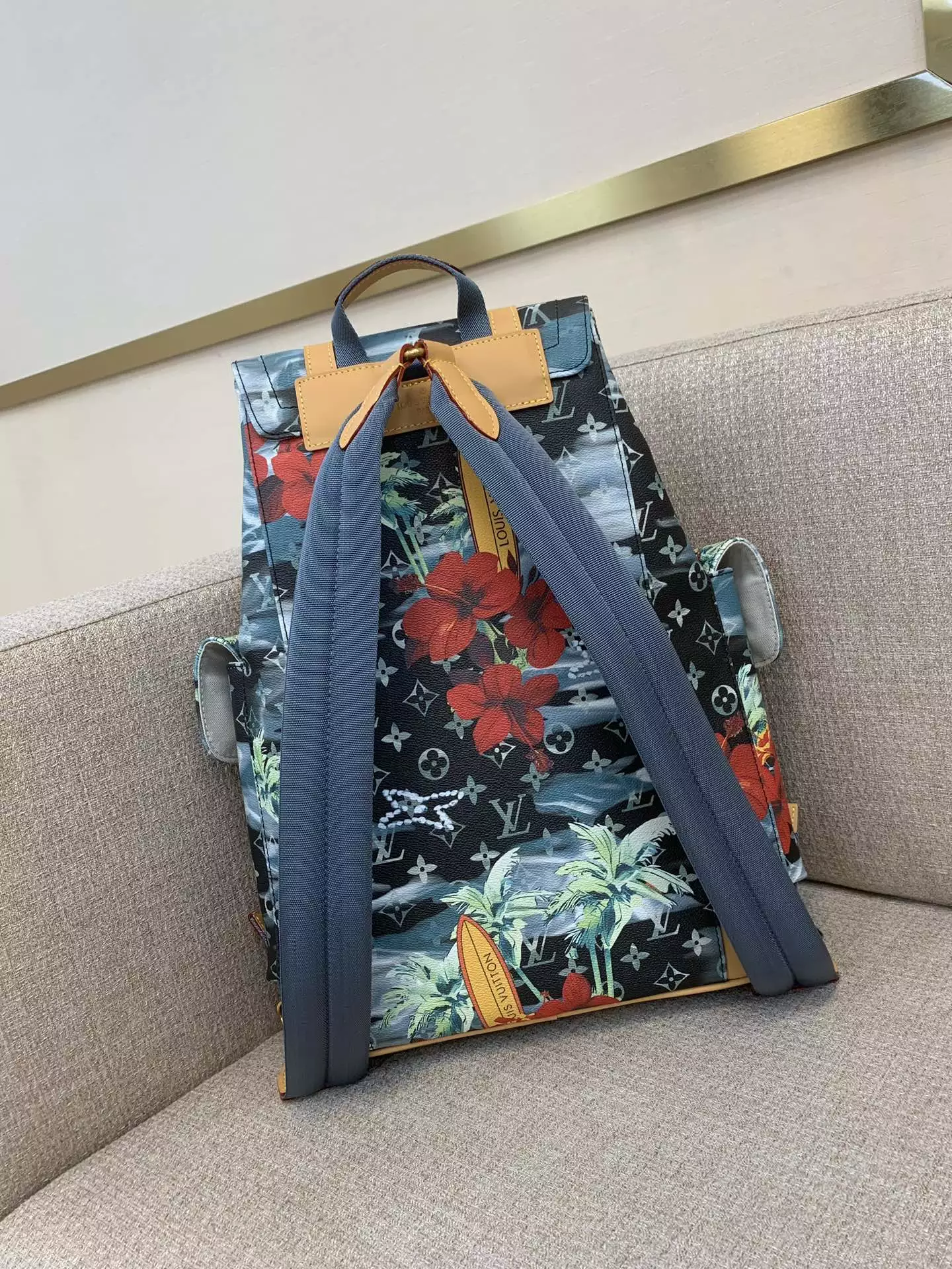 Christopher MM Backpack Navy Blue Monogram Surfin’ Canvas