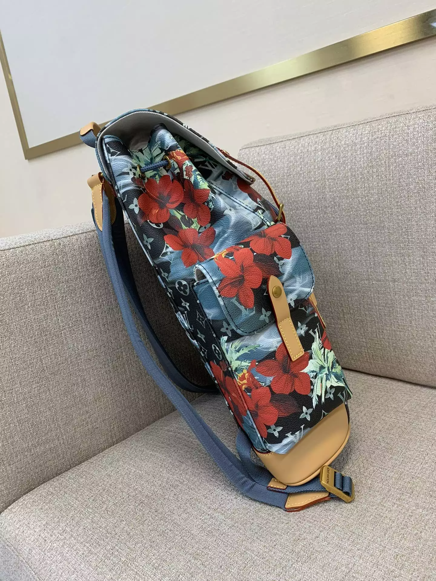 Christopher MM Backpack Navy Blue Monogram Surfin’ Canvas