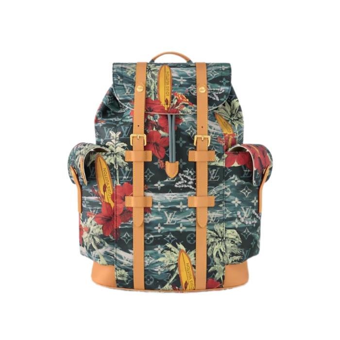 Christopher MM Backpack Navy Blue Monogram Surfin’ Canvas