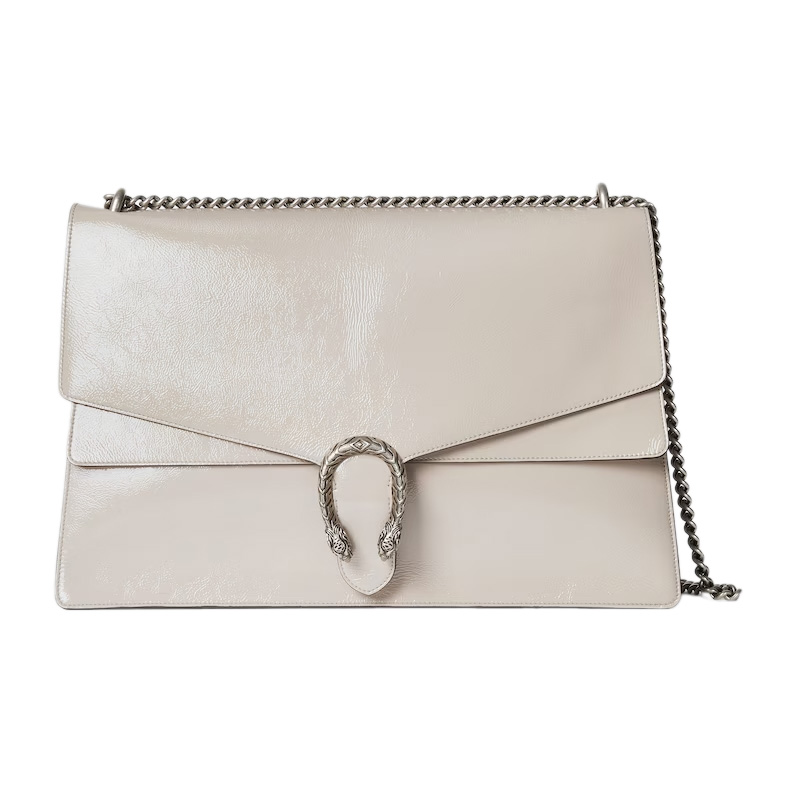 Dionysus Large Shoulder Bag in Light Grey Patent Leather