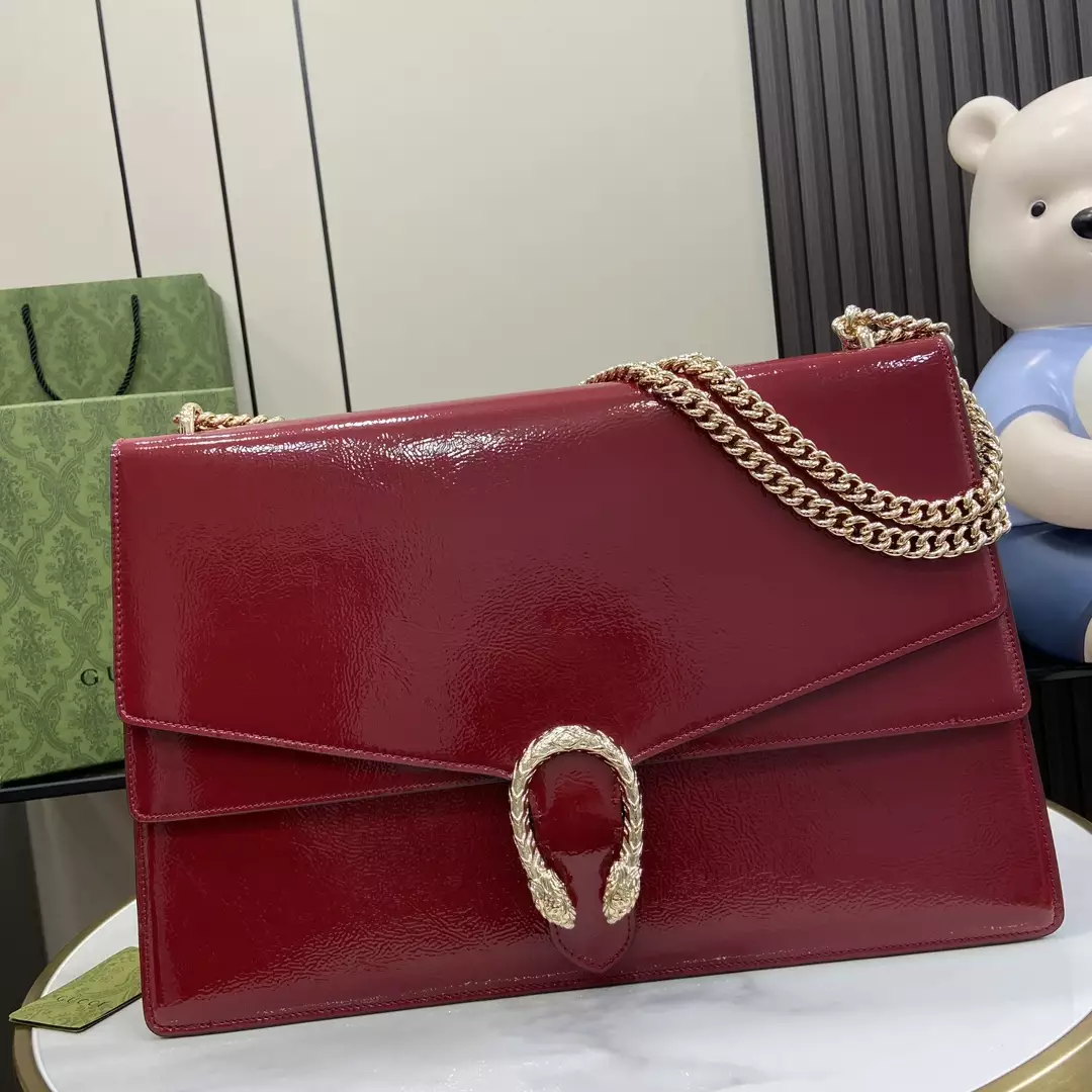 Dionysus Large Shoulder Bag in Rosso Ancora Patent Leather