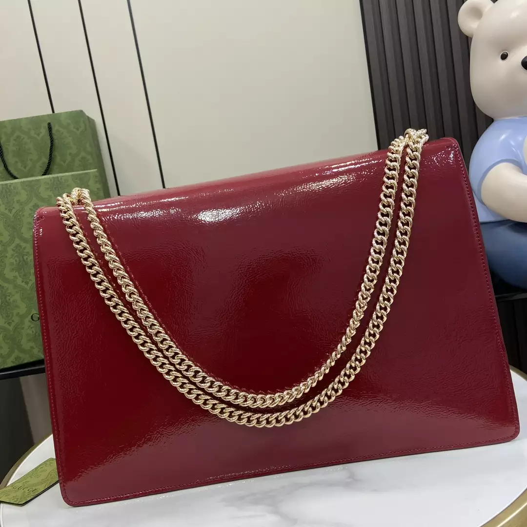 Dionysus Large Shoulder Bag in Rosso Ancora Patent Leather