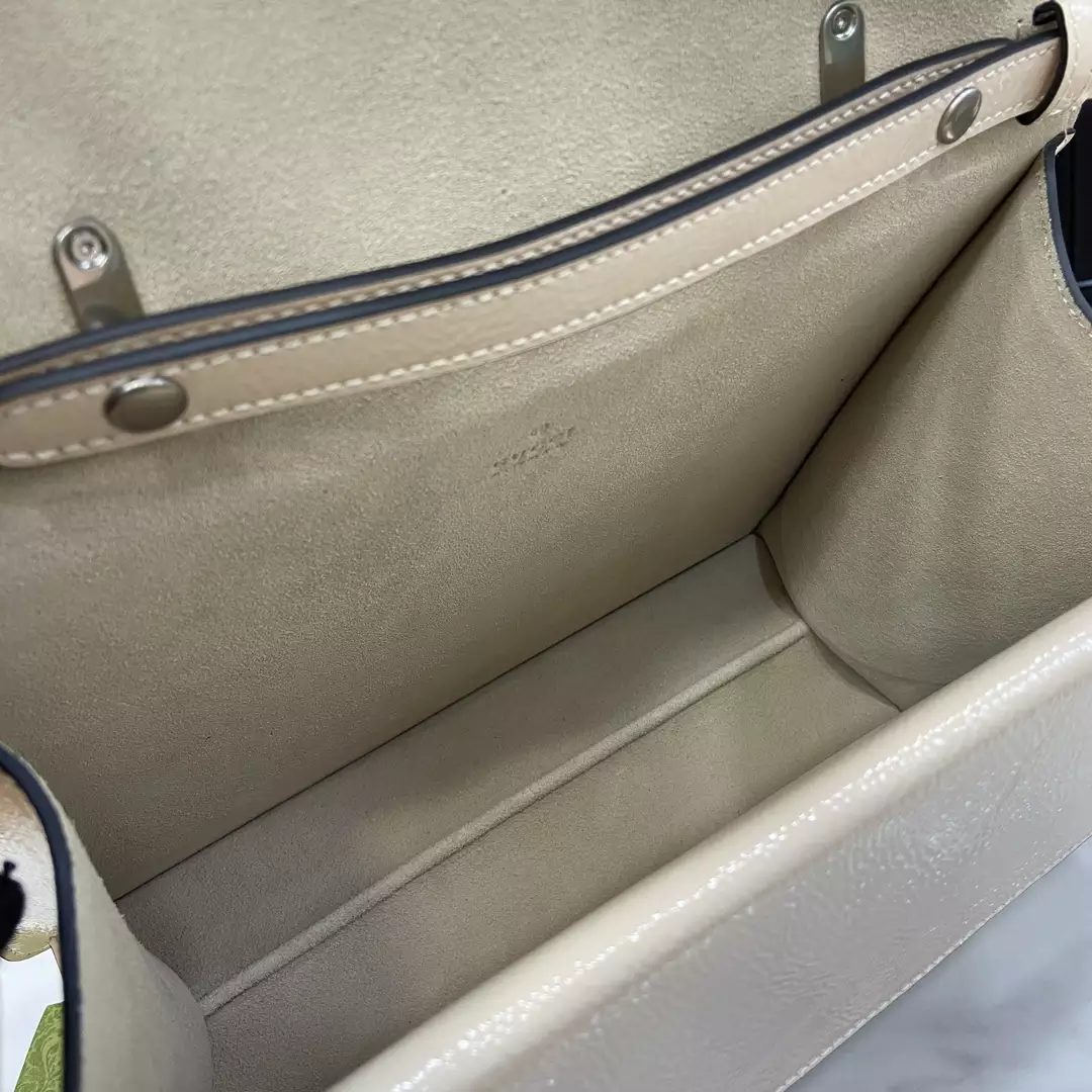 Dionysus Medium Top Handle Bag in Light Grey Patent Leather