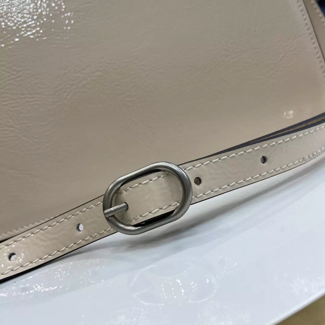 Dionysus Medium Top Handle Bag in Light Grey Patent Leather