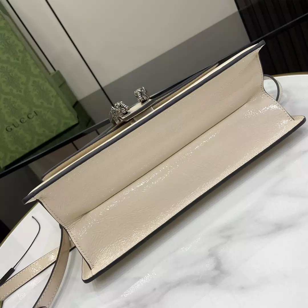 Dionysus Medium Top Handle Bag in Light Grey Patent Leather