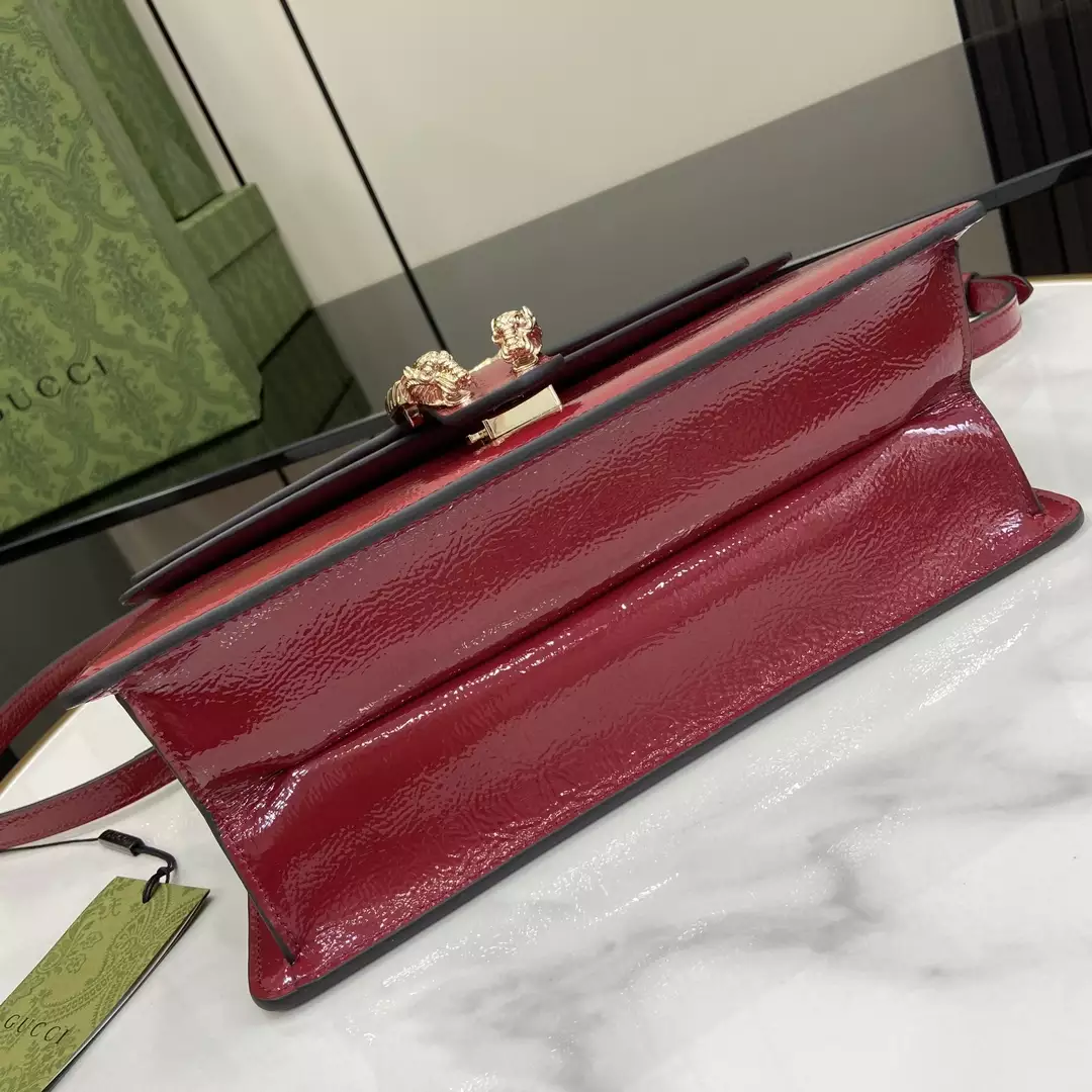 Dionysus Medium Top Handle Bag in Rosso Ancora Patent Leather