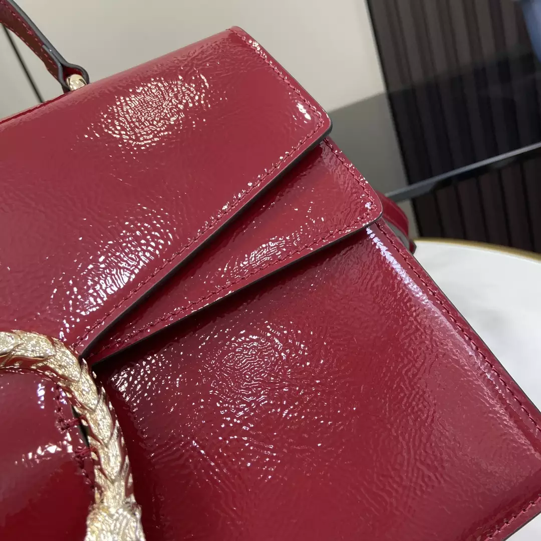 Dionysus Medium Top Handle Bag in Rosso Ancora Patent Leather