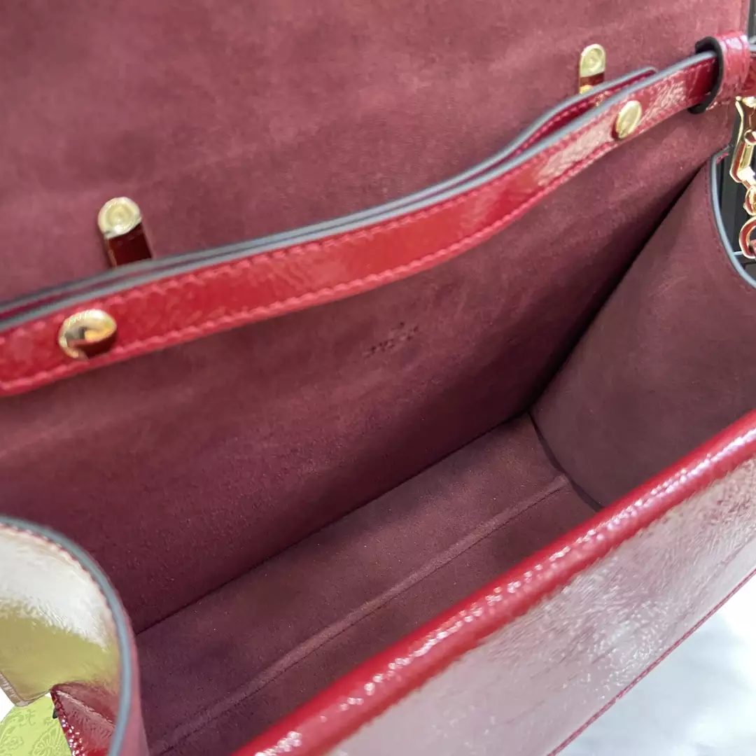 Dionysus Medium Top Handle Bag in Rosso Ancora Patent Leather