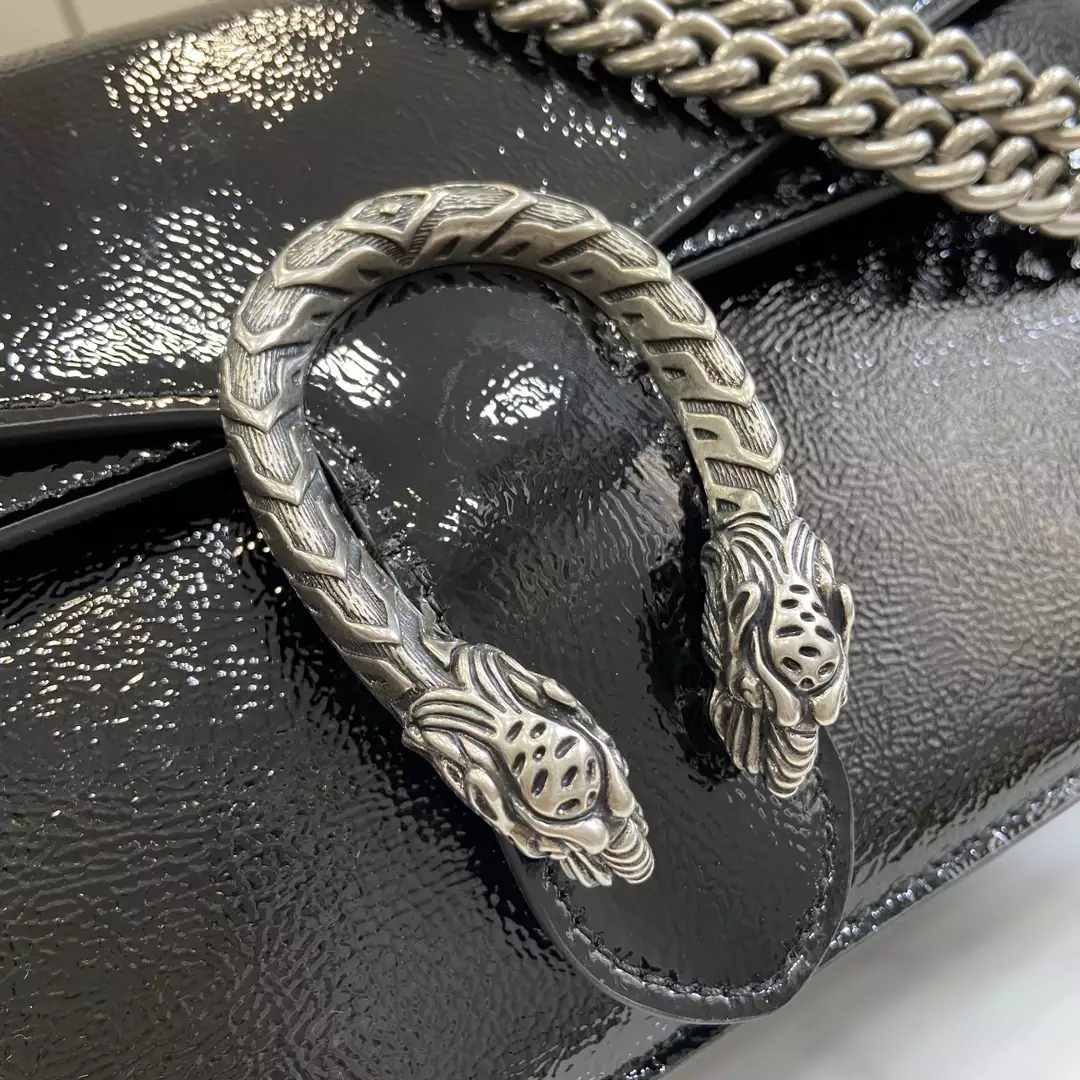 Dionysus Small Shoulder Bag in Black Patent Leather