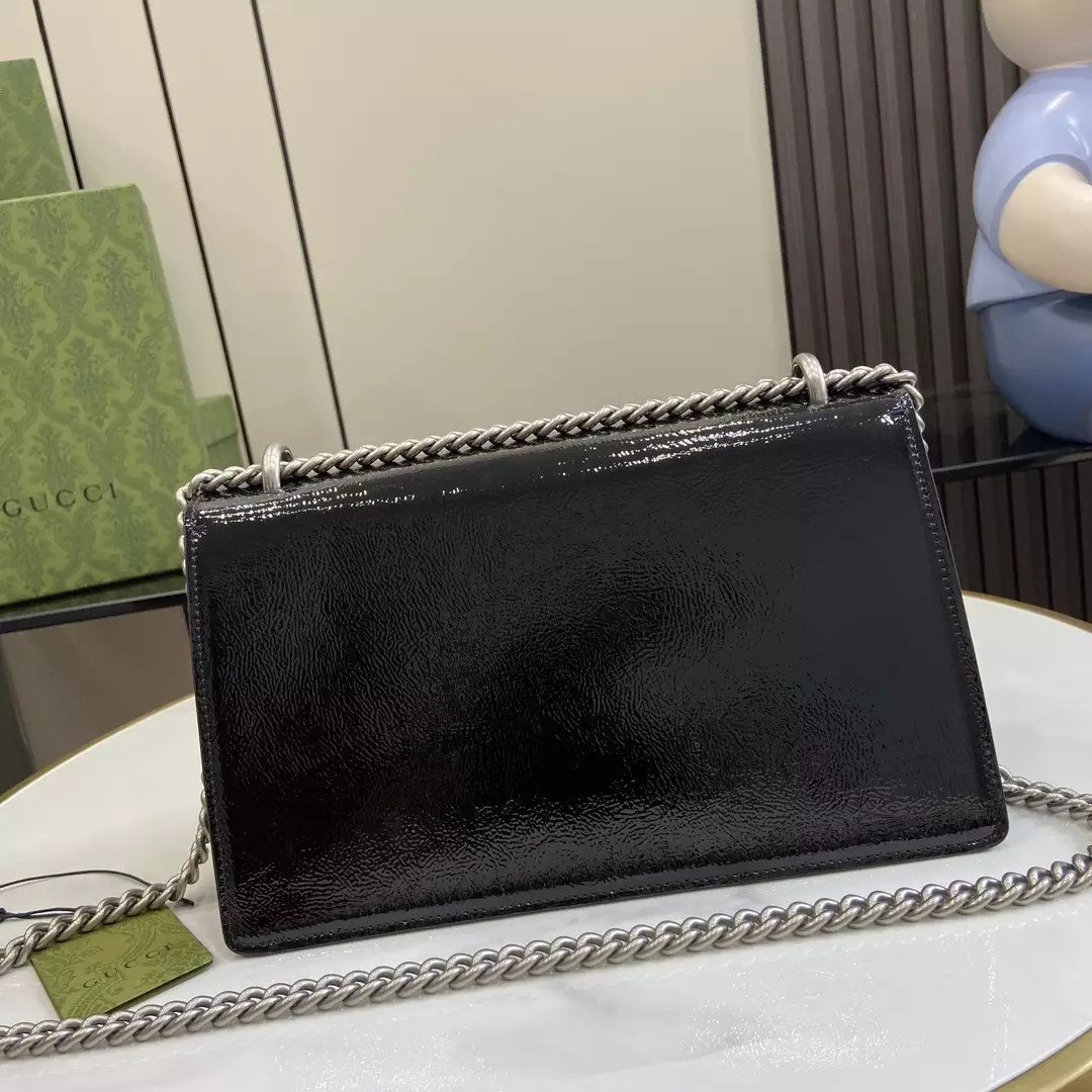 Dionysus Small Shoulder Bag in Black Patent Leather