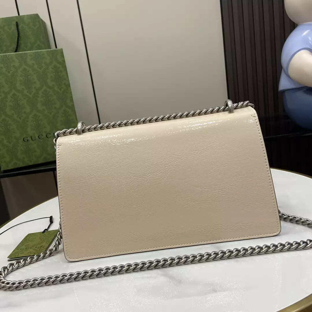 Dionysus Small Shoulder Bag in Light Grey Patent Leather