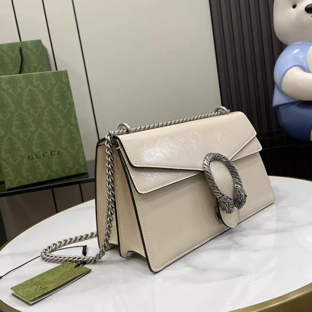 Dionysus Small Shoulder Bag in Light Grey Patent Leather