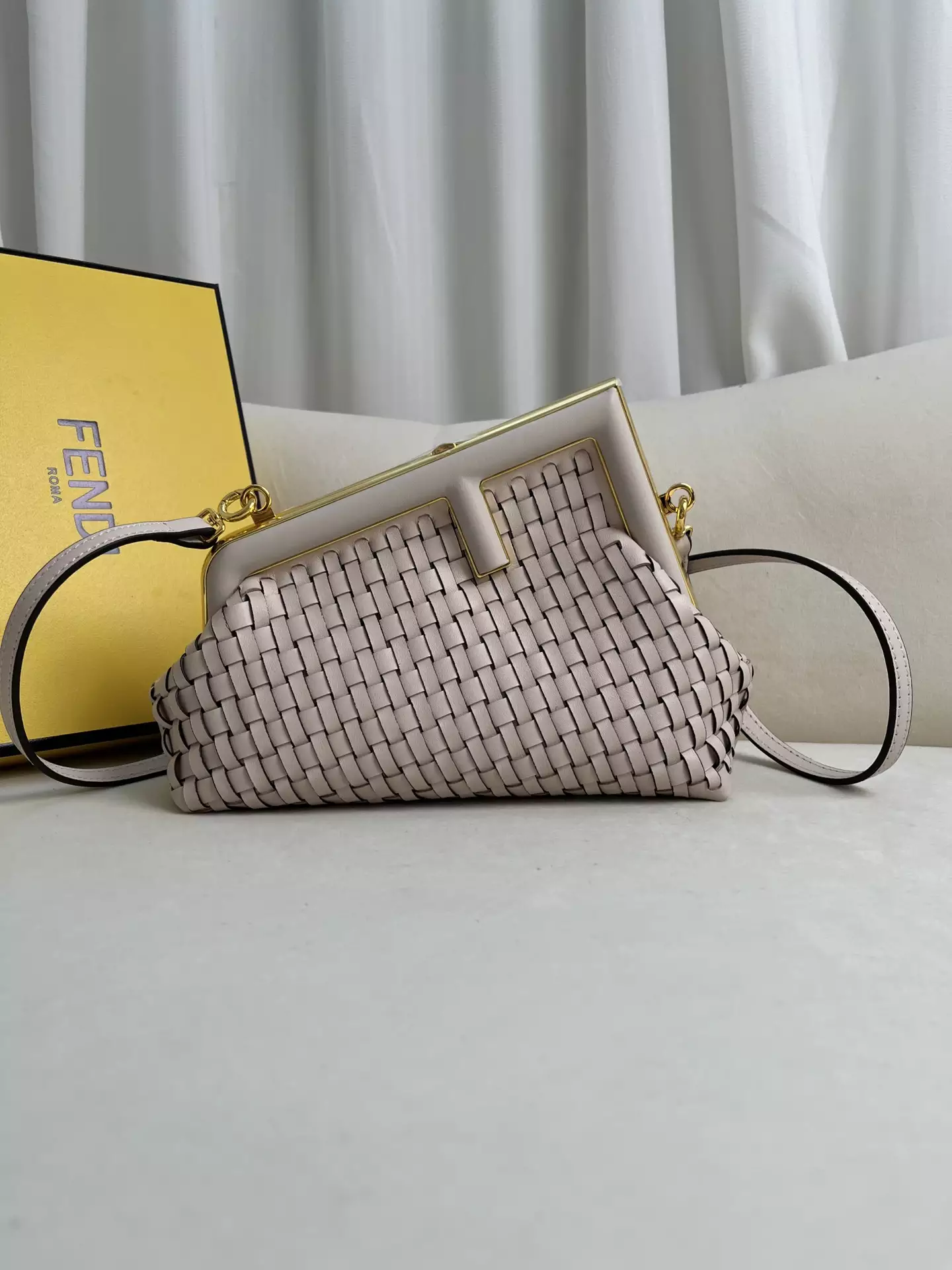 Fendi First Small Camellia Interlaced Leather Bag