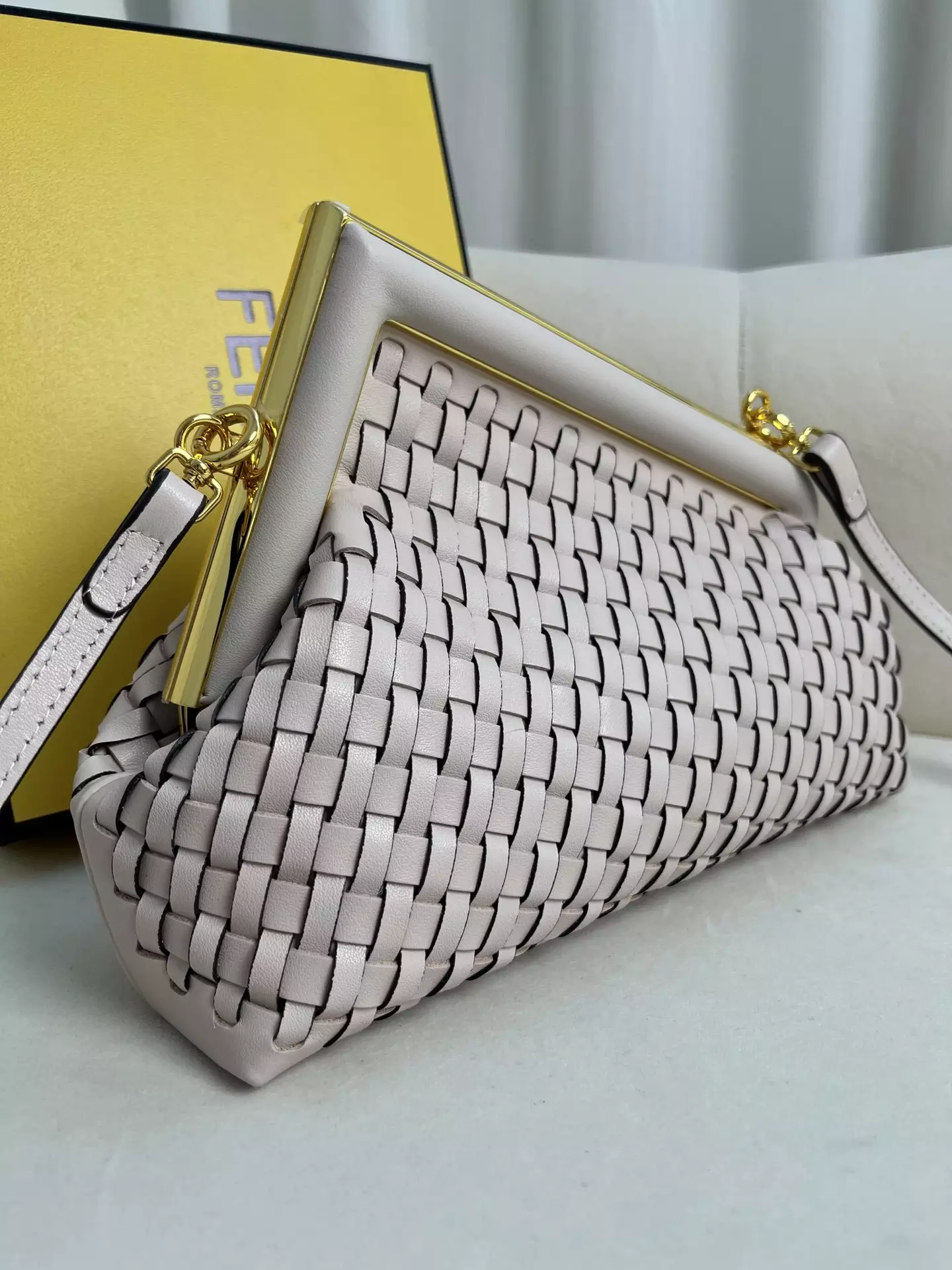 Fendi First Small Camellia Interlaced Leather Bag